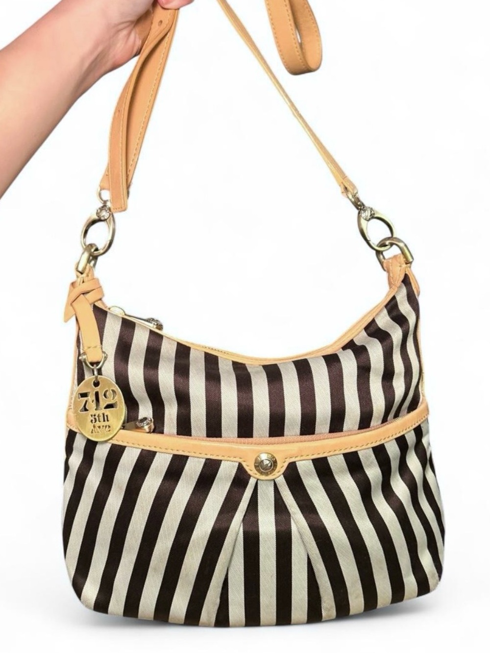 Henri Bendel Centennial Stripe 712 NYC Charm Vintage Crossbody Bag - Rare